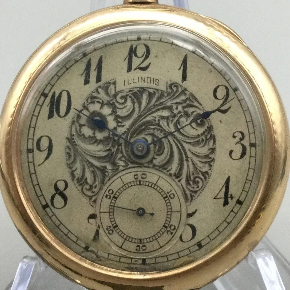 1916 Illinois Grade 403 Pocket Watch Men 46mm Gold Filled 15J Manual Wind Runs